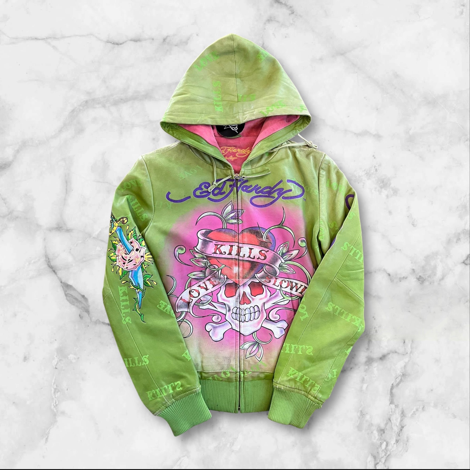 Ed Hardy Leather Jacket | Y3K STORE